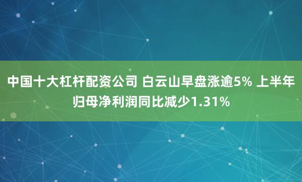 中国十大杠杆配资公司 白云山早盘涨逾5% 上半年归母净利润同比减少1.31%